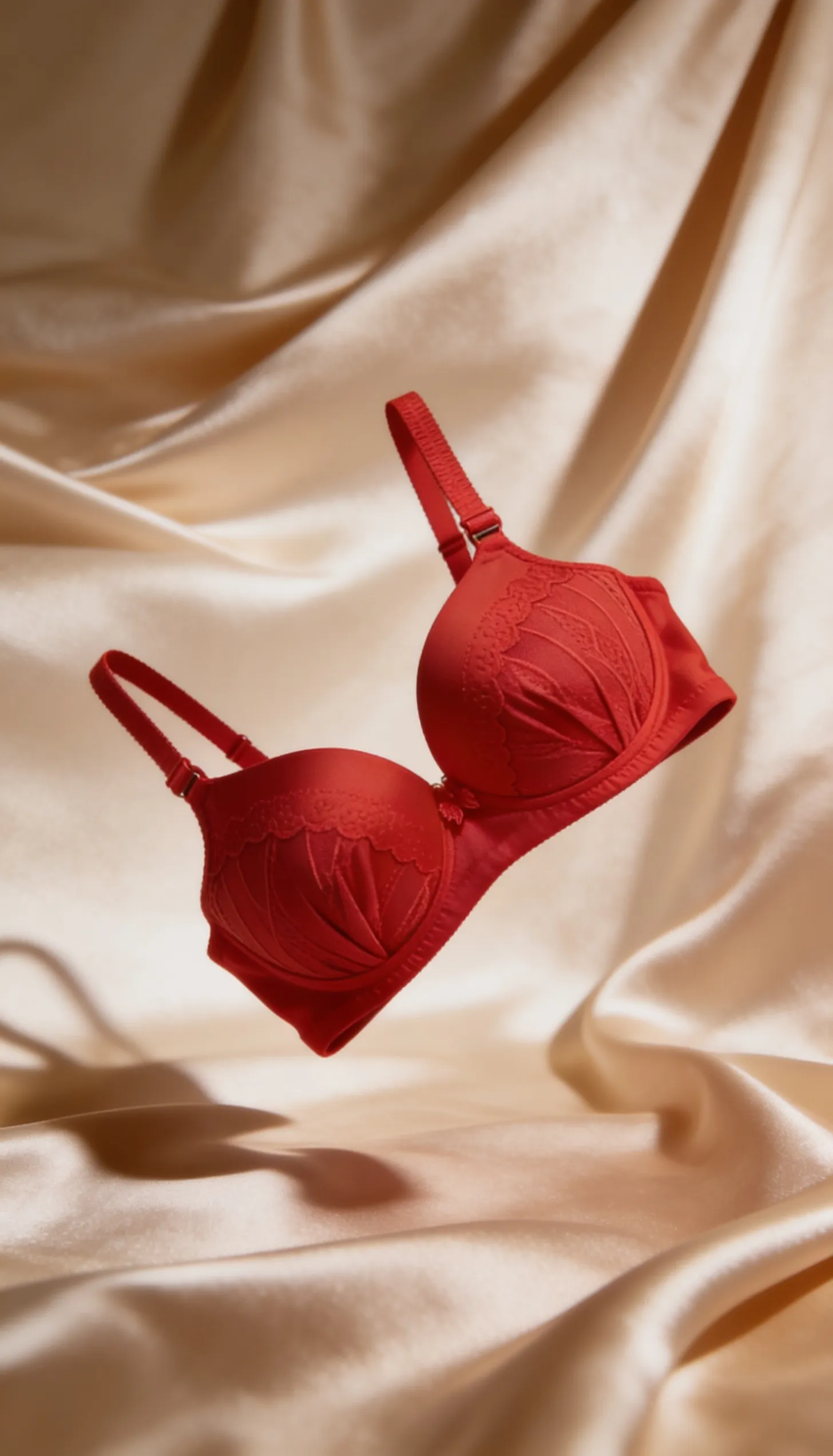 womens-elegant-lace-padded-bra-adjustable-straps-full-support-red - Image 6